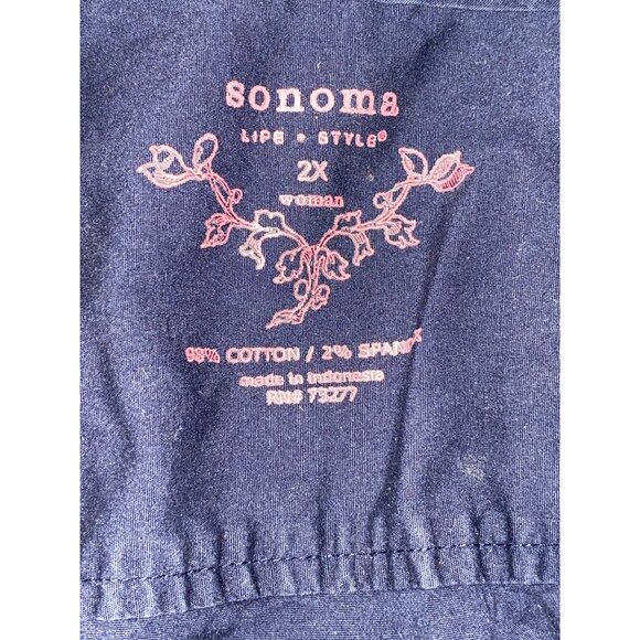 Sonoma SS Top Navy Blue Button Front Blouse Front Chest Pockets Woman 2X - Picture 10 of 10
